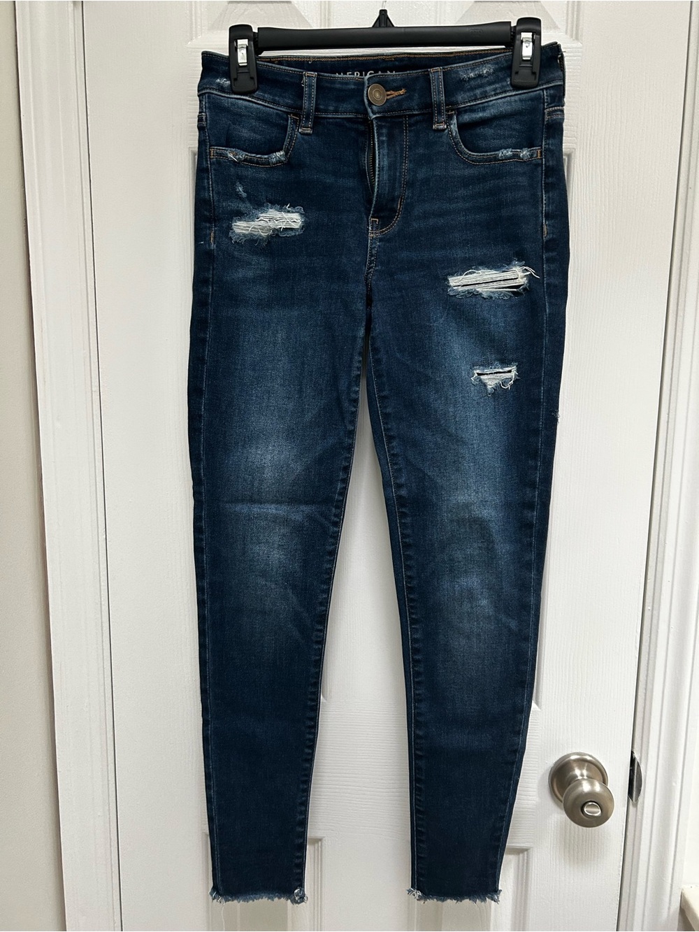 American Eagle Outfitters Navy Blue Ripped Skinny Jeans
